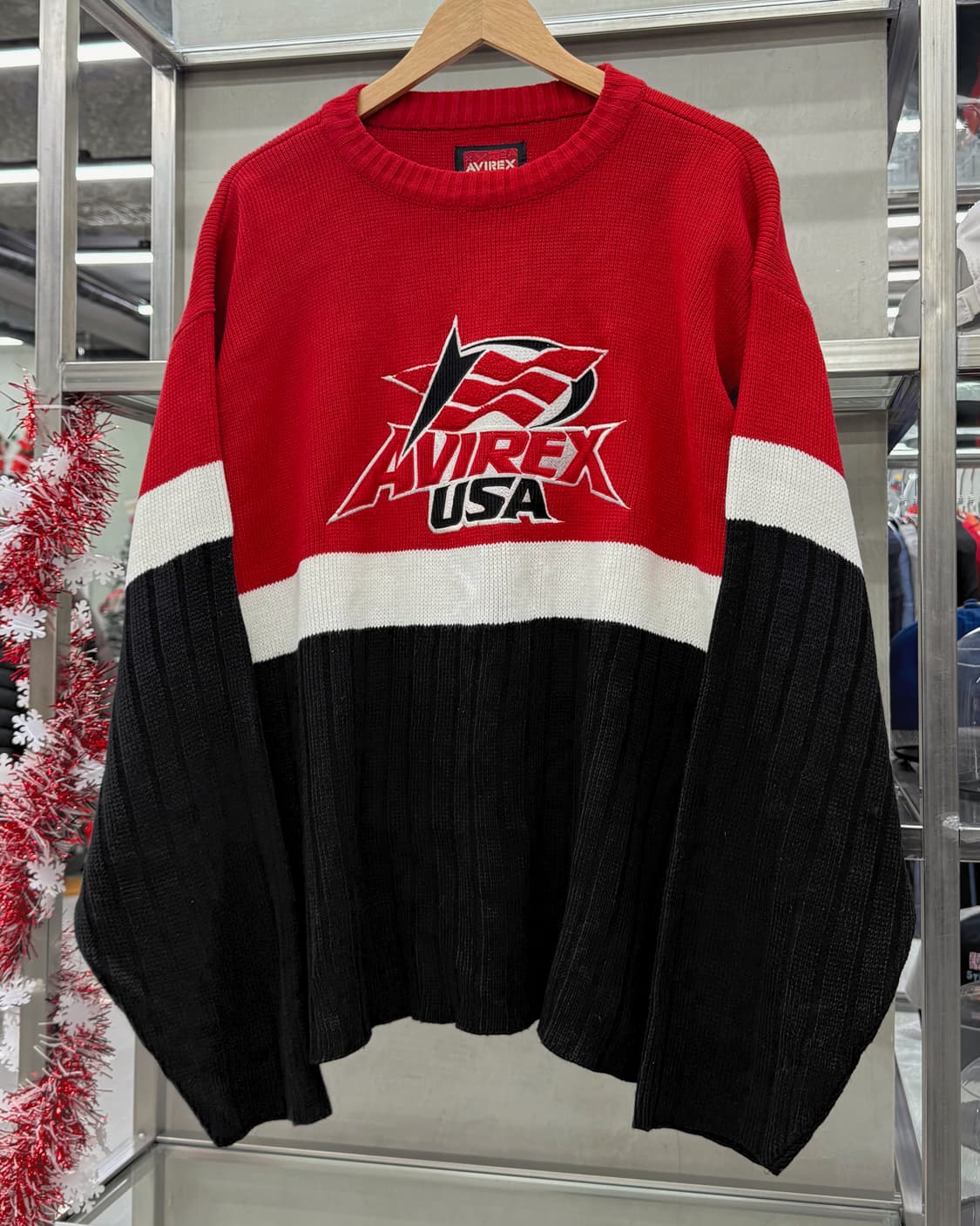 아비렉스 00s USA 컬러블럭 코튼 니트 상품이미지2