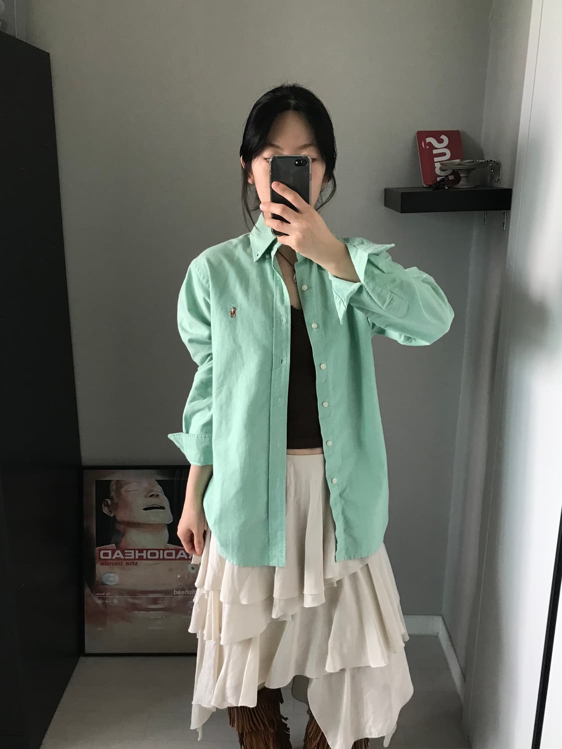 폴로 랄프로렌 QR코드택 포니로고 민트색 셔츠 상품이미지2