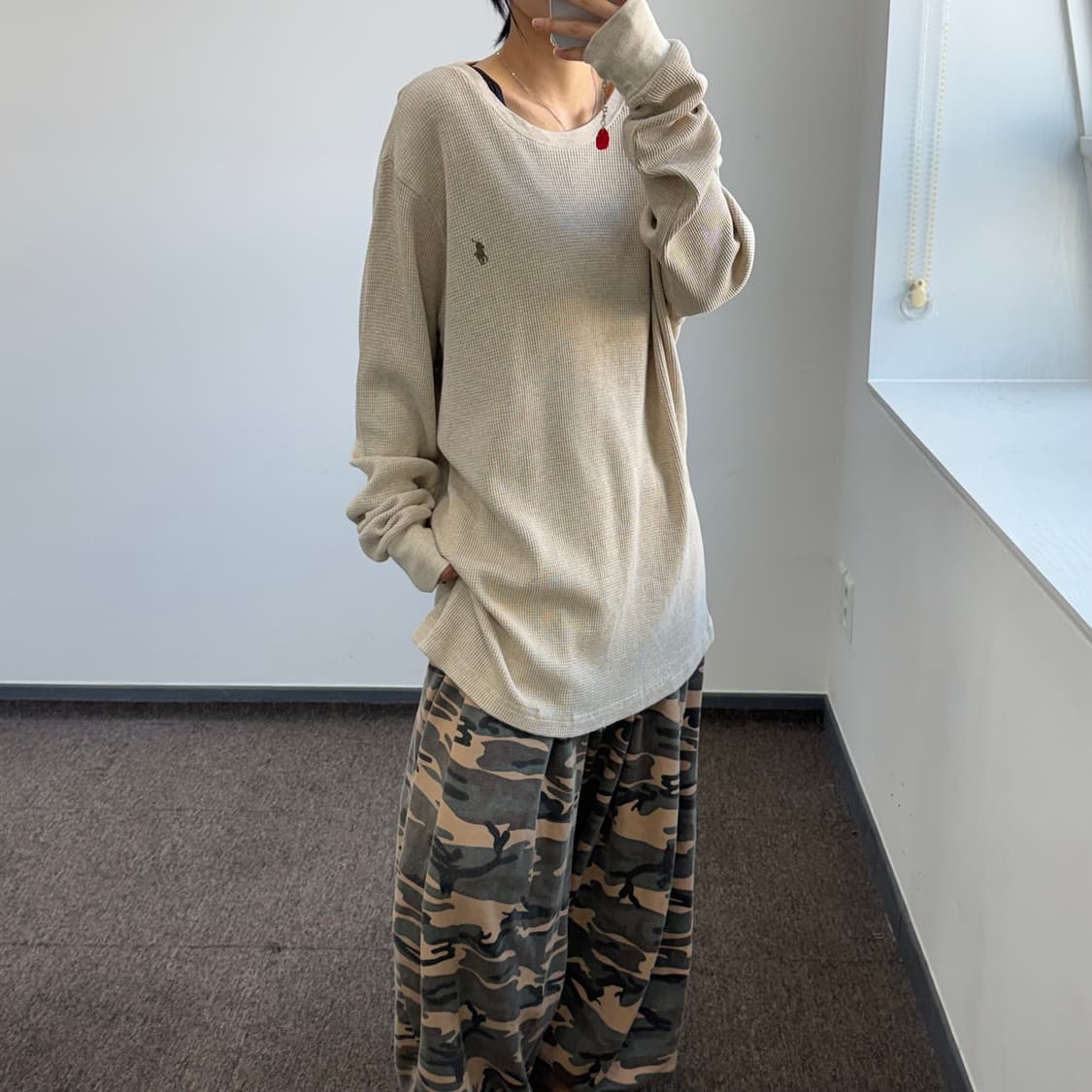 Polo 폴로 브라운 포니 베이지 와플니트 상품이미지2