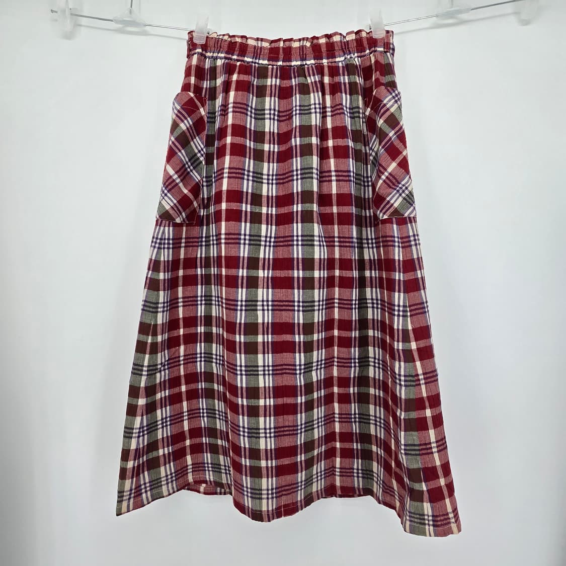 일본 빈티지 체크 랩 스커트 레드 빈티지 스타일 M 상품이미지6
