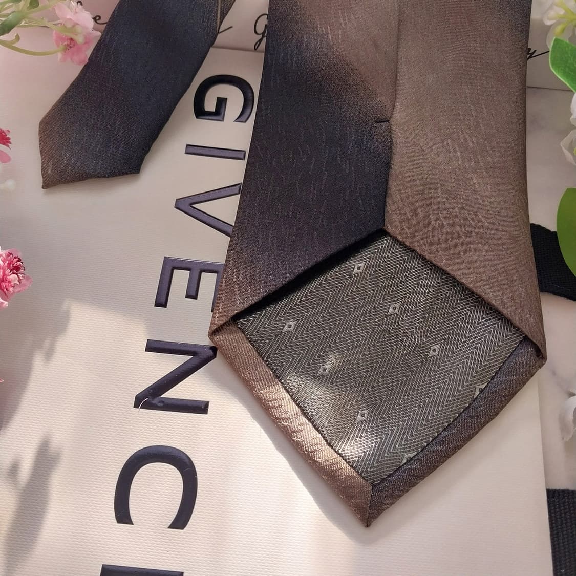 지방시 실크 브라운 그라데이션 패턴 넥타이 10.2cm A등급 K1503 상품이미지6