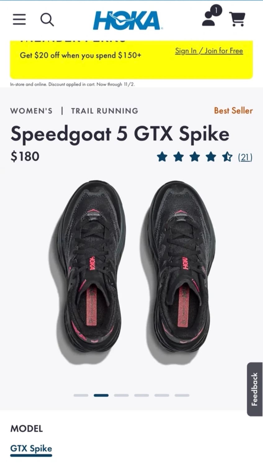 호카 HOKA SPEEDGOAT 5 **스파이크버전!!** (여성용) 상품이미지6