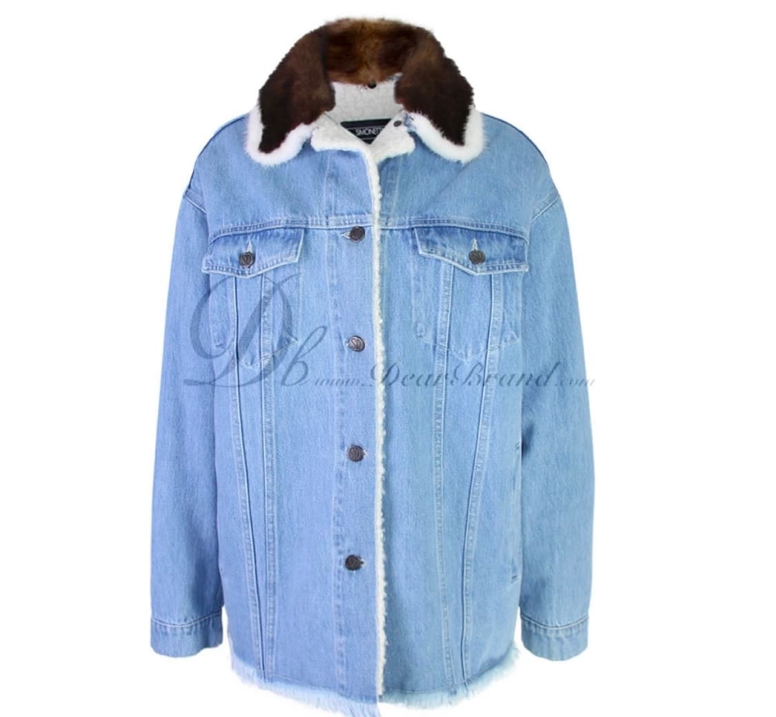 SIMONETTA RAVIZZA 데님 밍크 카라 자켓 상품이미지1