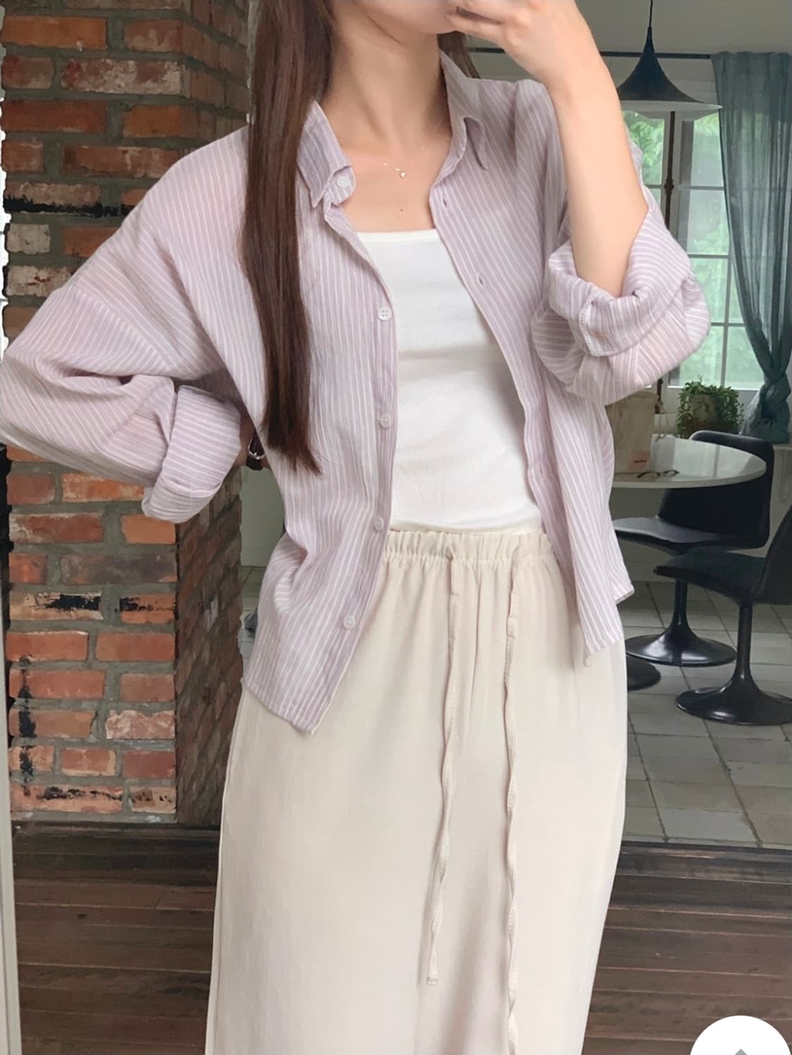 [새상품] 뮤트크레메 라벤더 스트라이프 셔츠 상품이미지6