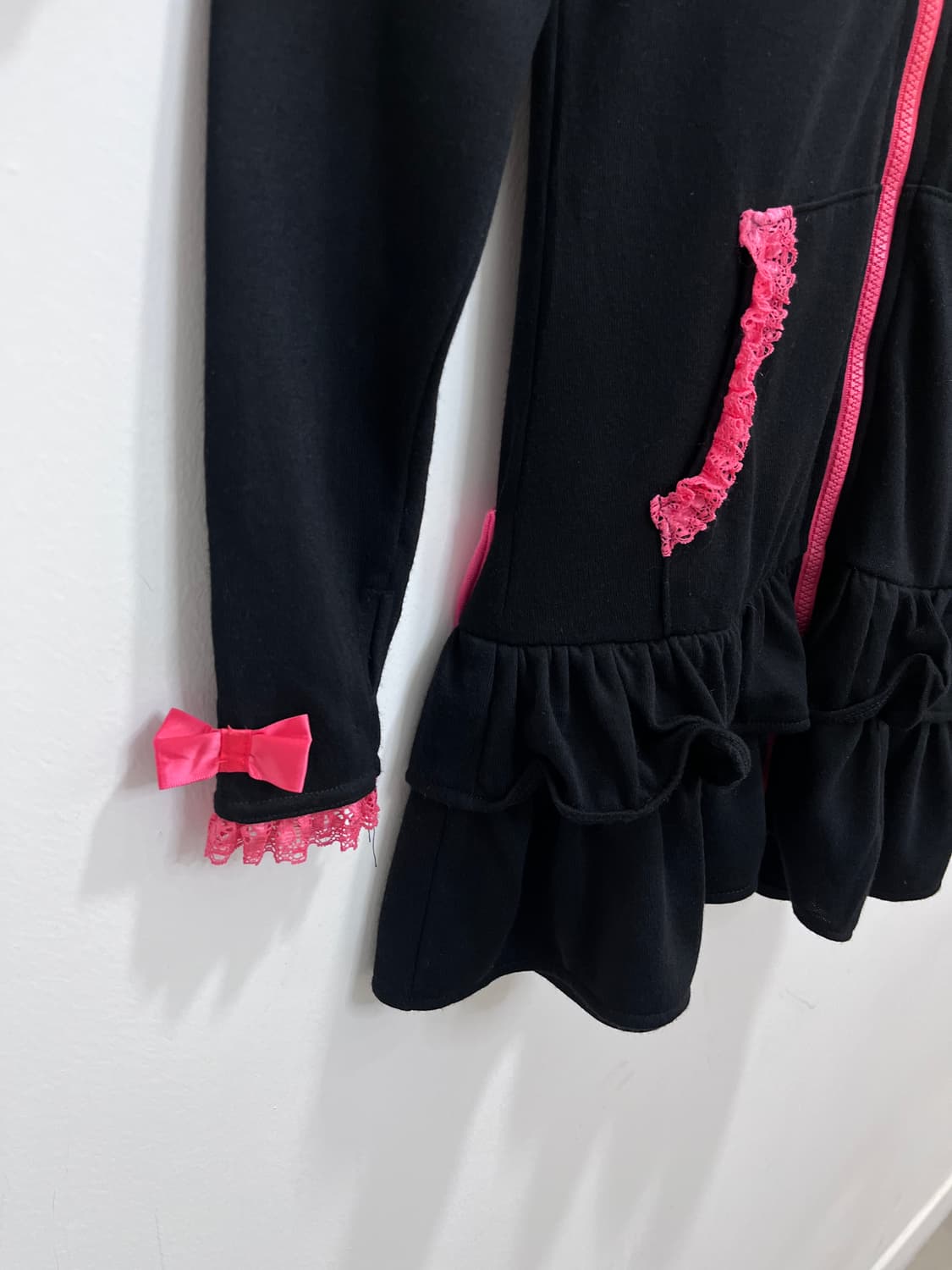 Joky gal 갸루 왕리본 집업 프릴 원피스 상품이미지5