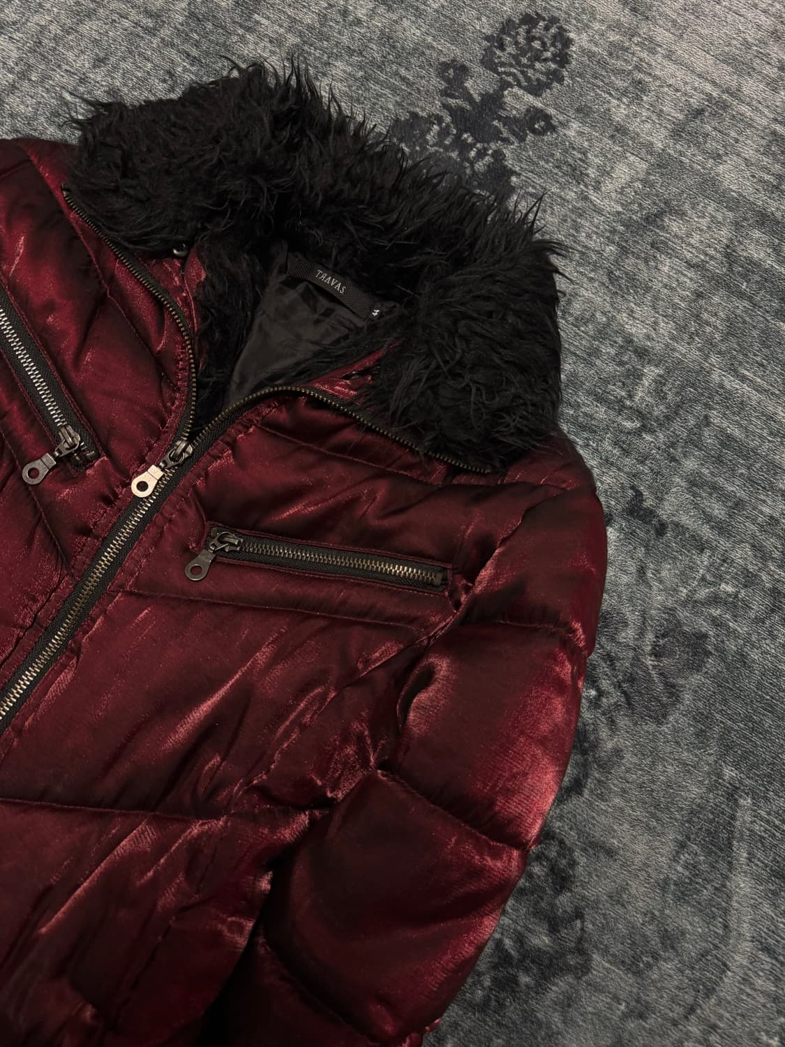 Travas 00s vkei satin fur down jacket 상품이미지3