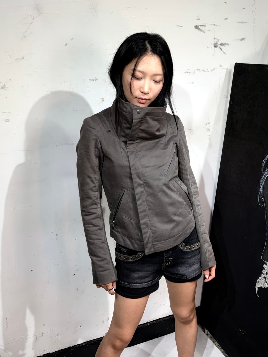 시스템 하이넥 카라 락시크 고딕 크롭 자켓 상품이미지1