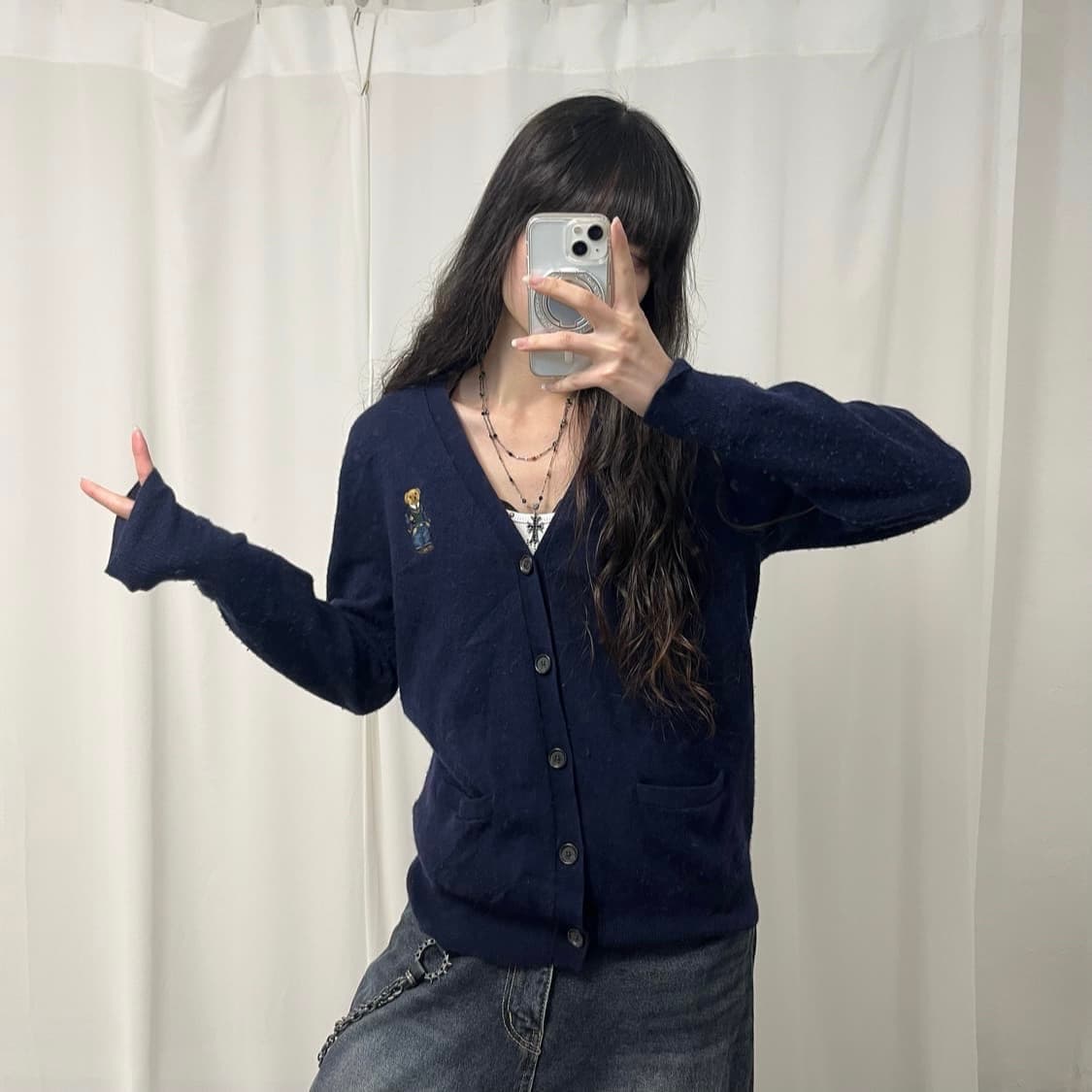 Polo Bear navy wool cardigan 상품이미지2