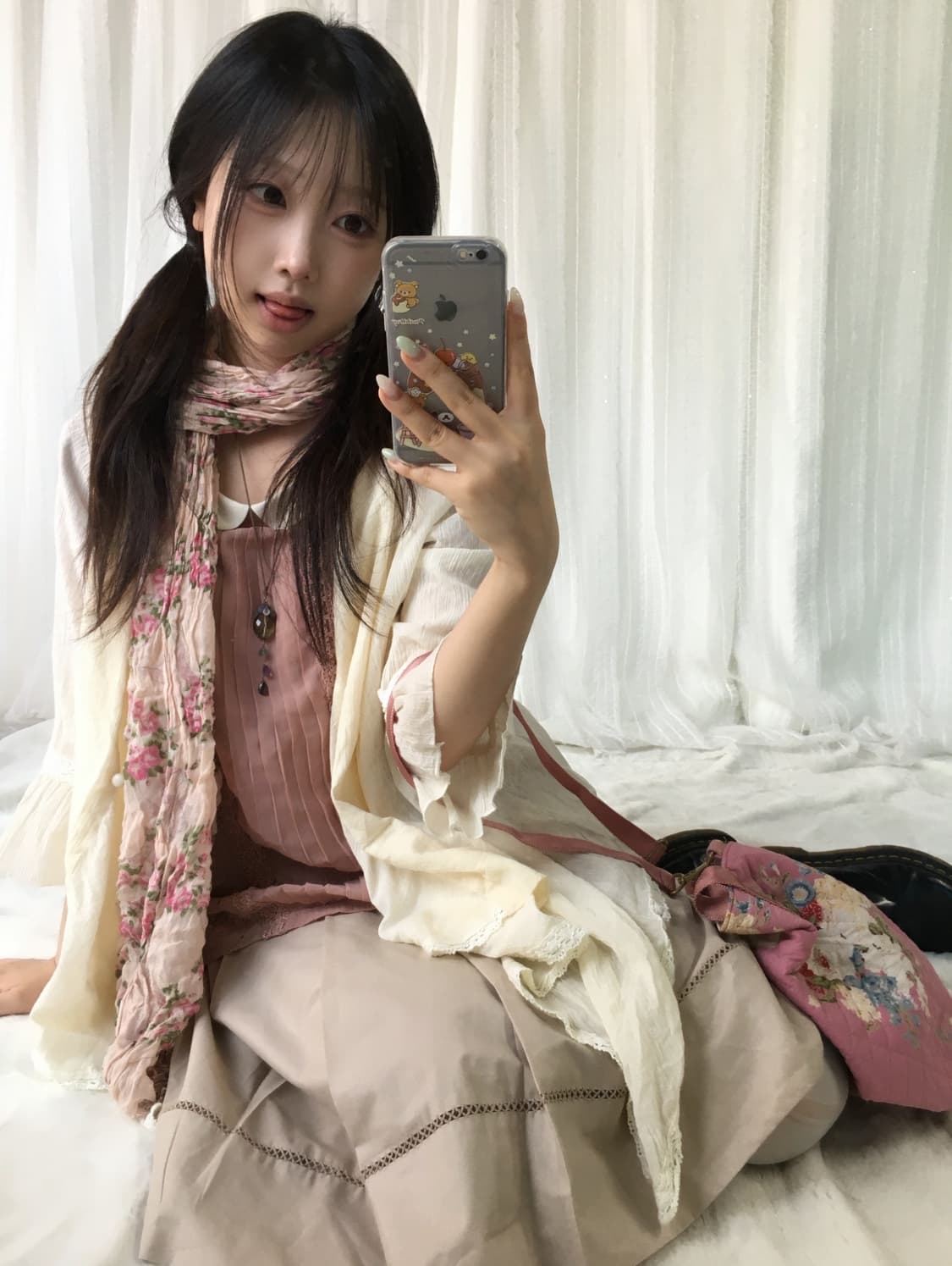 빈티지 핑크 플라워패턴 코디세트 상품이미지1