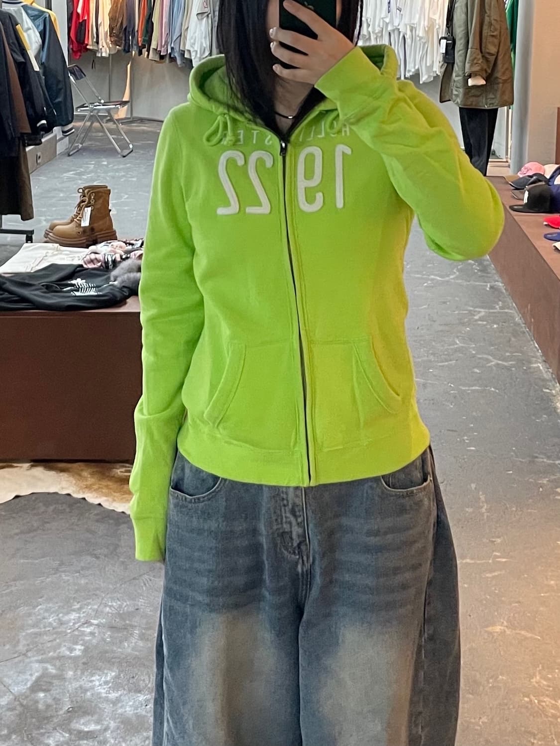 홀리스터 라이트그린 로고 후드집업 H1672 상품이미지1