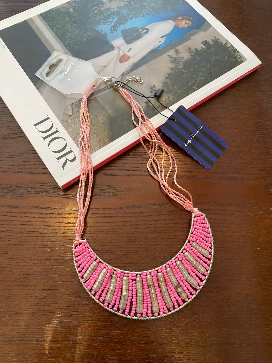 핑크 비즈 주얼리 목걸이 인도 빈티지 상품이미지3