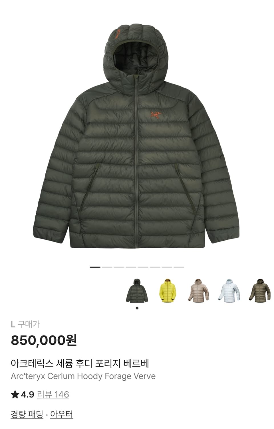 아크테릭스 세륨 후디 포리지 베르베 L  상품이미지1