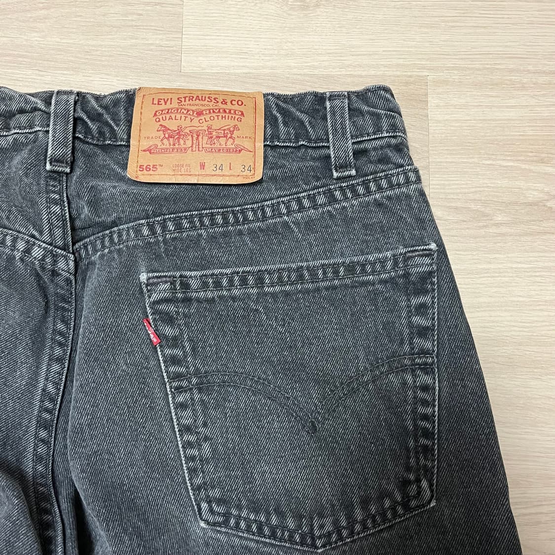 [34X34] 90s 빈티지 리바이스 565 블랙 made in usa 상품이미지5
