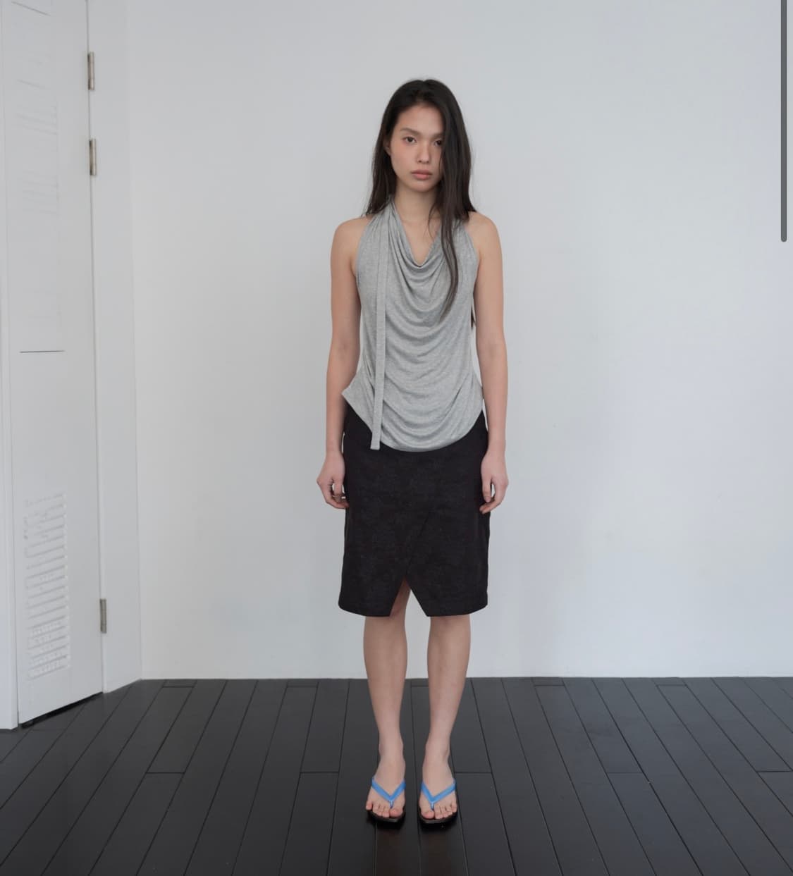 ppb Floral Slit Midi Skirt (Black) 상품이미지1