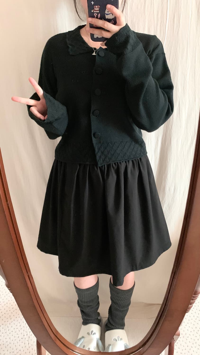 블랙 레이스 카라 가디건 상품이미지4