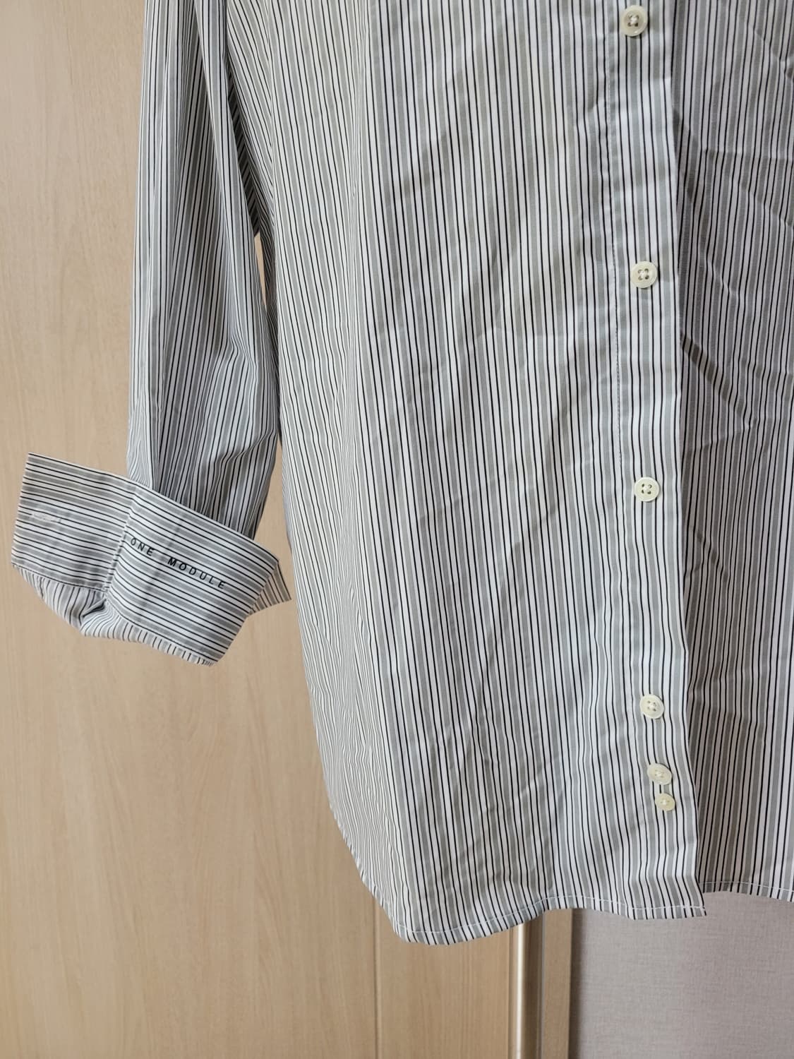 지이크 SIEG 남자 오버핏 스트라이프 셔츠 120 카키 상품이미지4