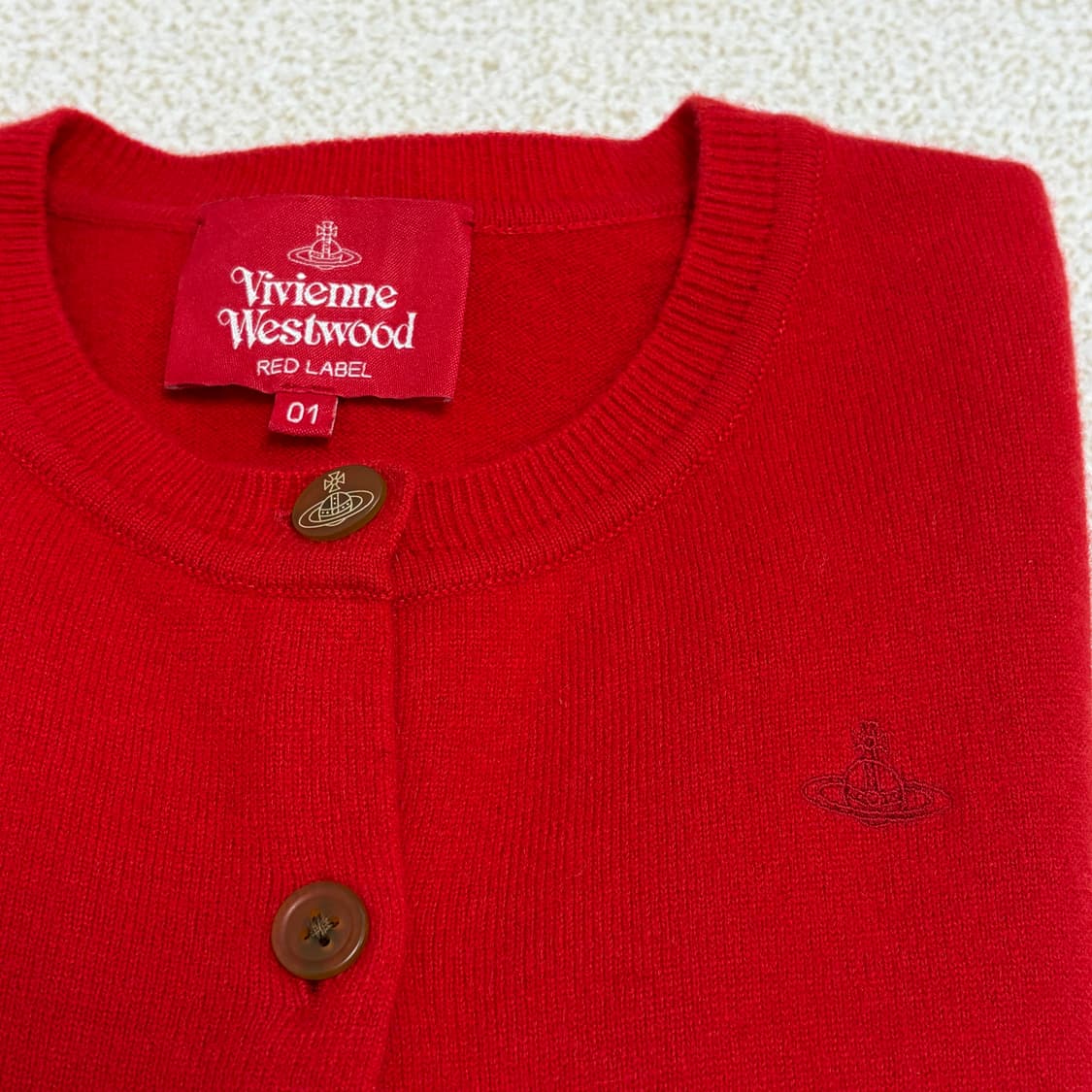 신상 비비안웨스트우드 베이직 울 가디건-레드 상품이미지3