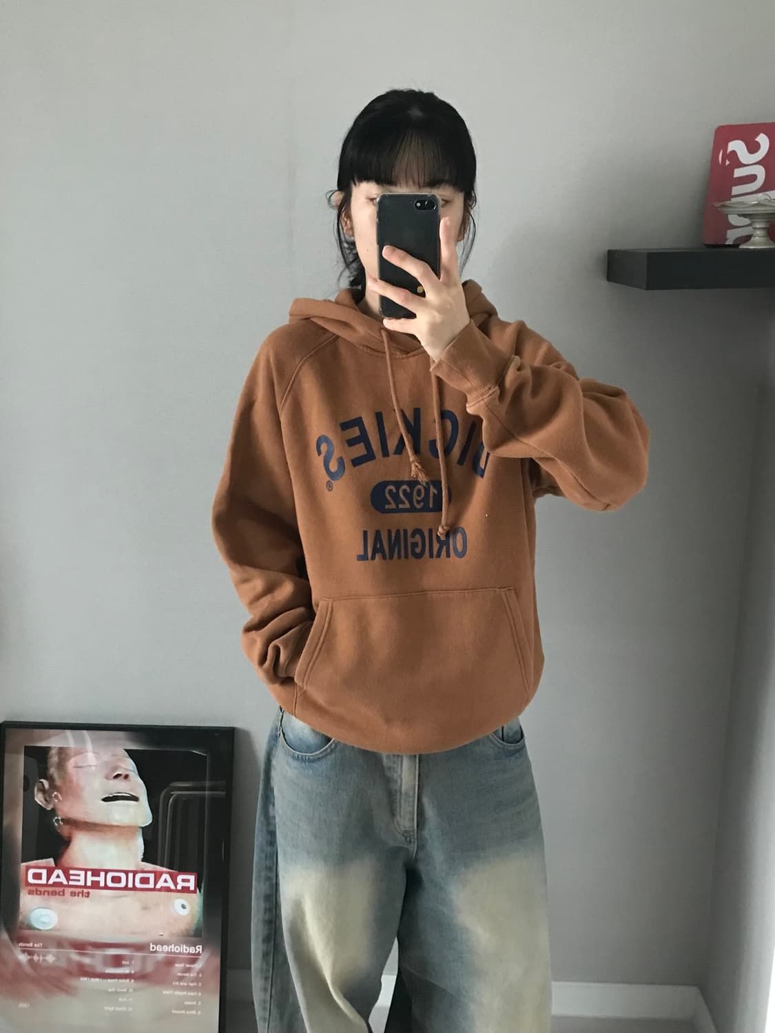 디키즈 중앙 프린팅 브라운 후드티 상품이미지3