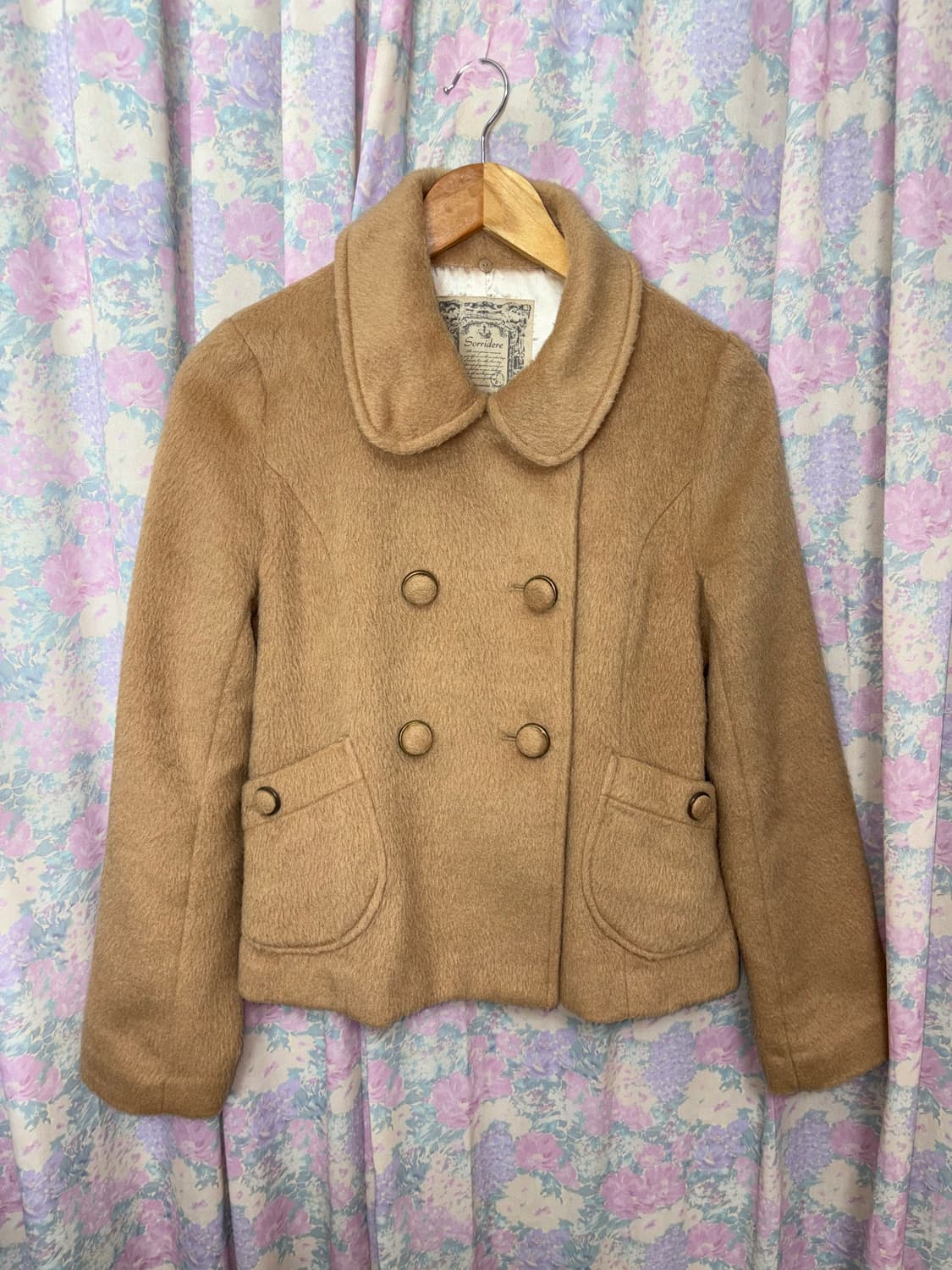 카멜 둥근 카라 숏 코트 상품이미지5