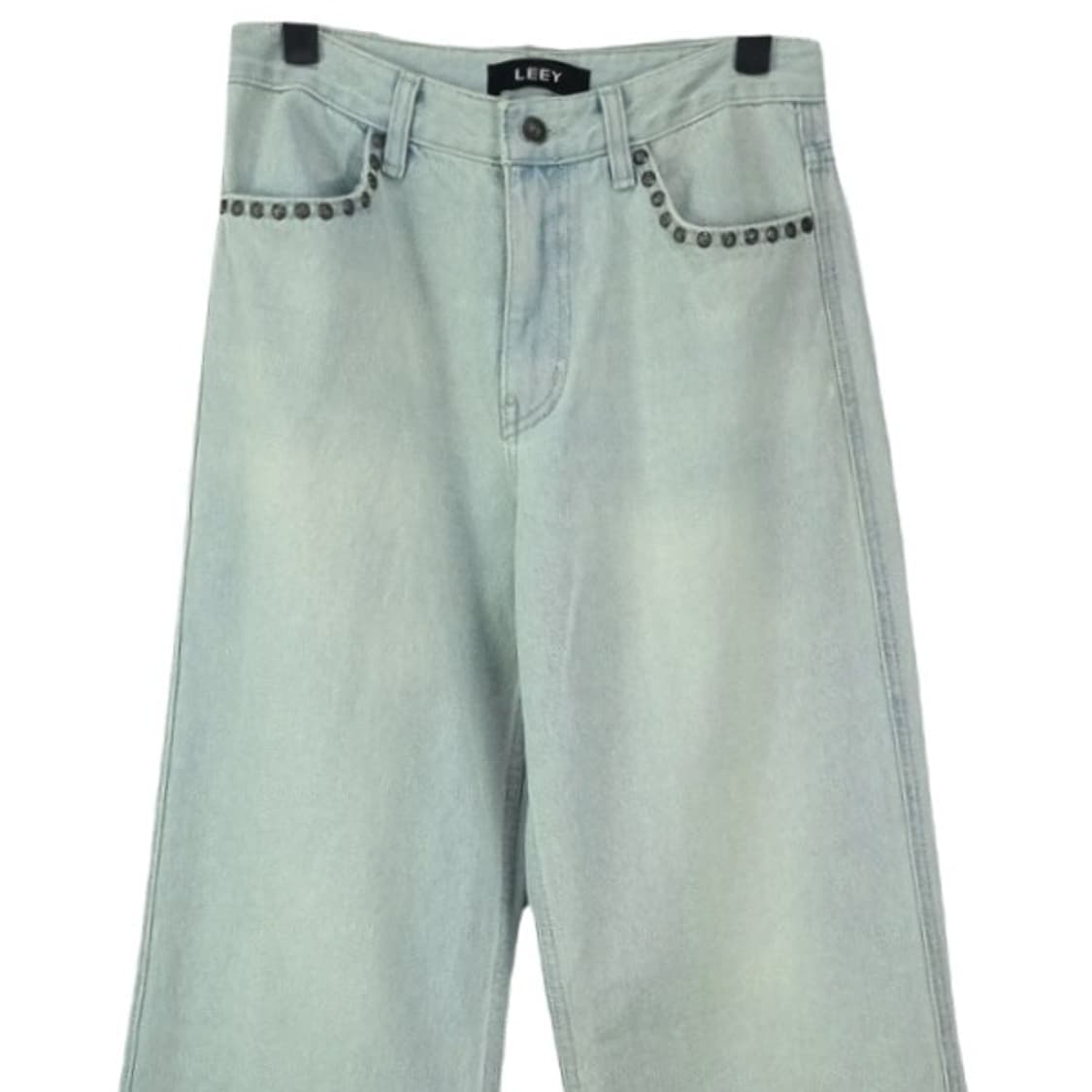 [LEEY YEEL] 아이스워싱 스터드 리벳 와이드 데님팬츠 M19763 상품이미지4