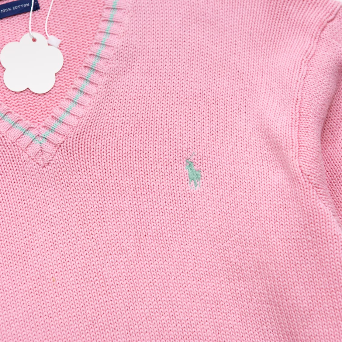 폴로 랄프로렌 코튼 브이넥 스웨터 핑크 상품이미지2