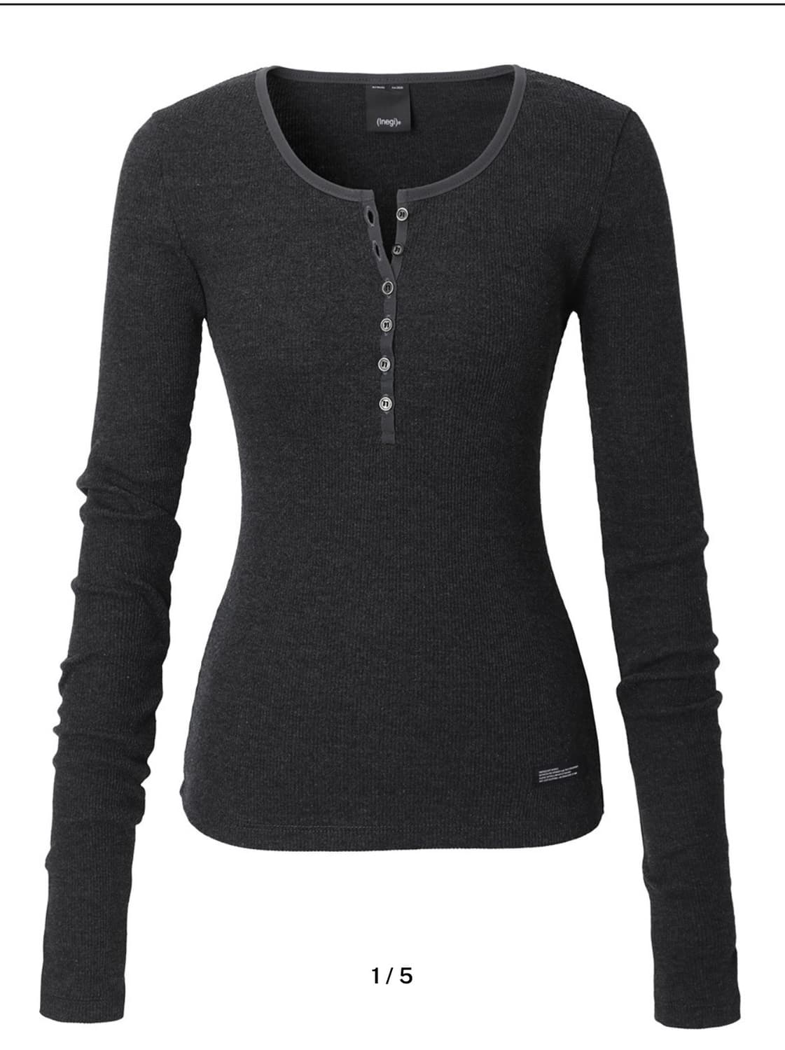 inegi 이네기 차콜 홀터넥 슬리브리스+버튼 롱슬리브 레이어드 세트 상품이미지2