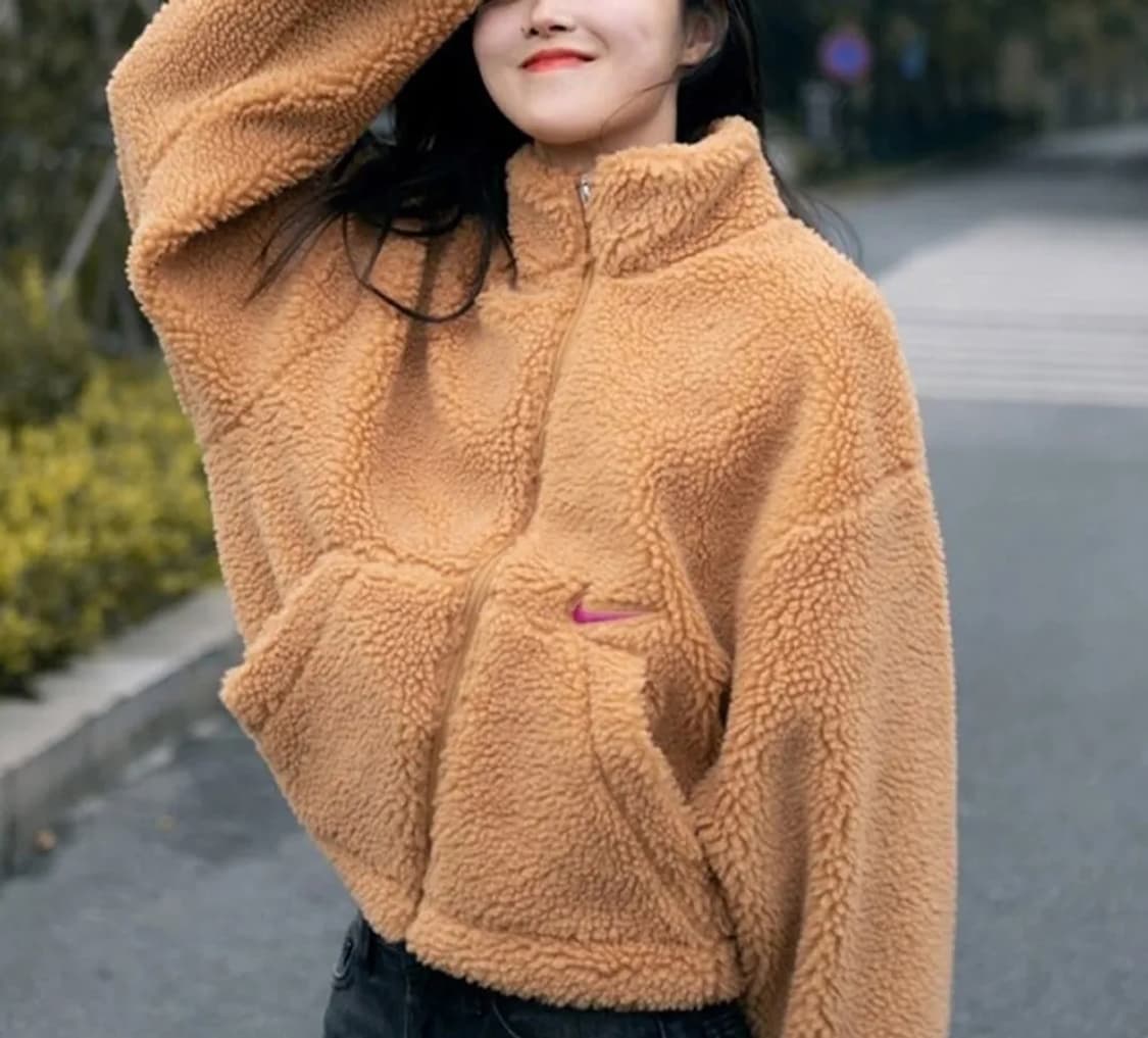 나이키 후리스 우먼스 스우시 셰르파 자켓 크롭 뽀글이 xs 상품이미지1