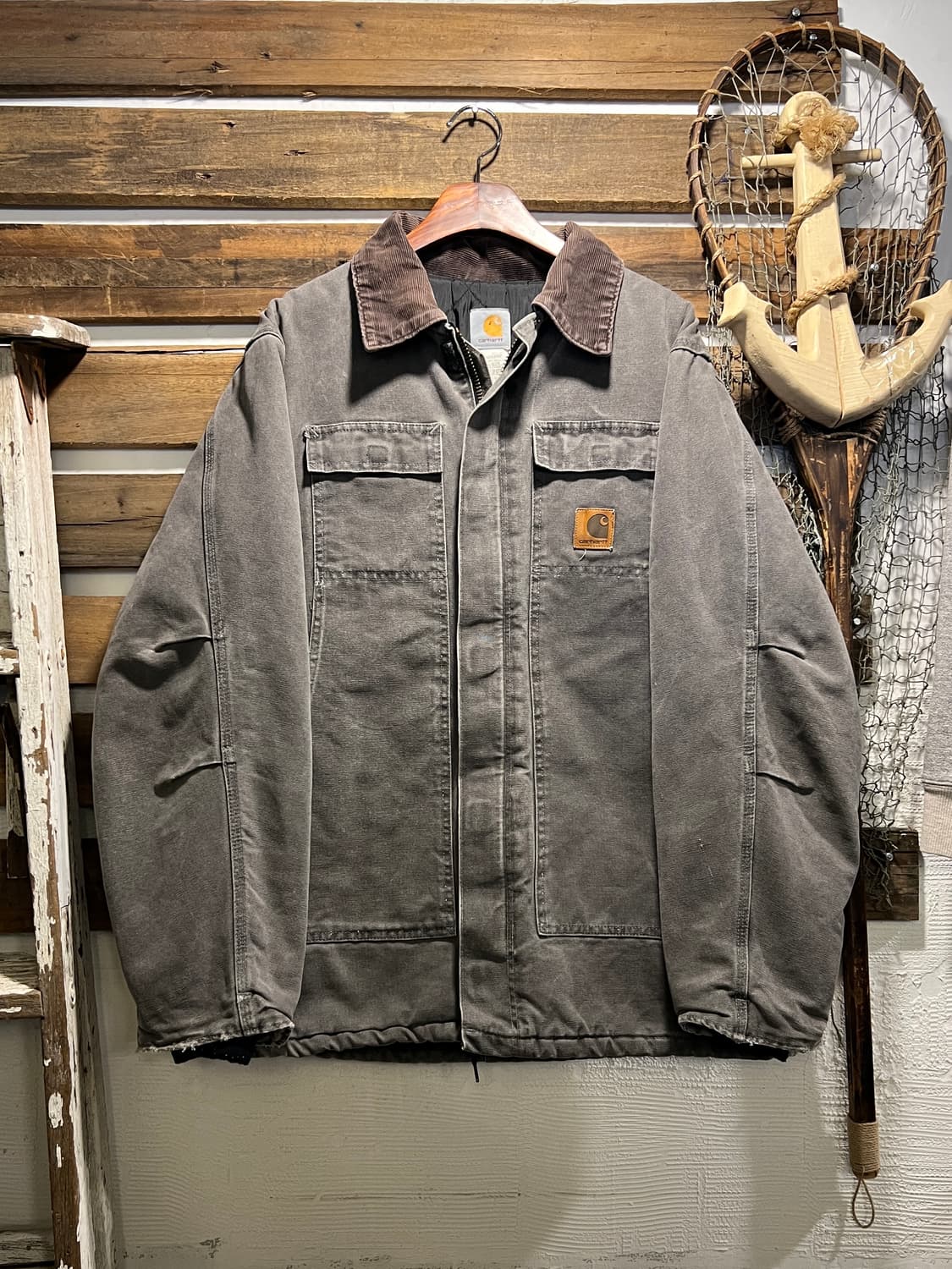 [L]칼하트 Made in USA C26 차콜그레이 캔버스 워크 자켓 상품이미지1