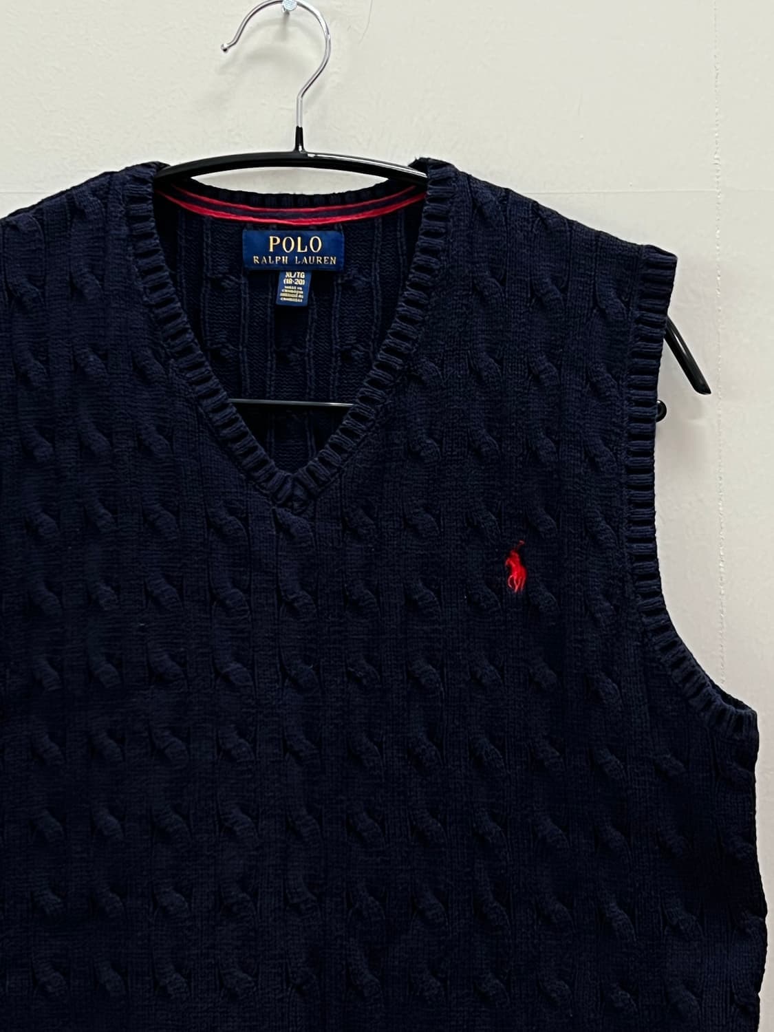 (XL) 폴로랄프로렌 키즈/우먼스 케이블 꽈배기 니트 조끼 네이비 상품이미지3