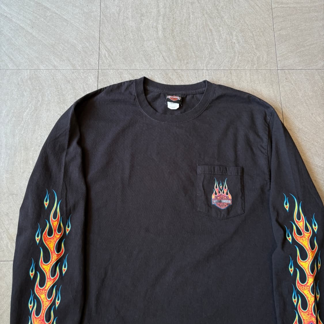 할리데이비슨 정품 블랙 긴팔 플레임 티셔츠 롱슬리브 상품이미지2
