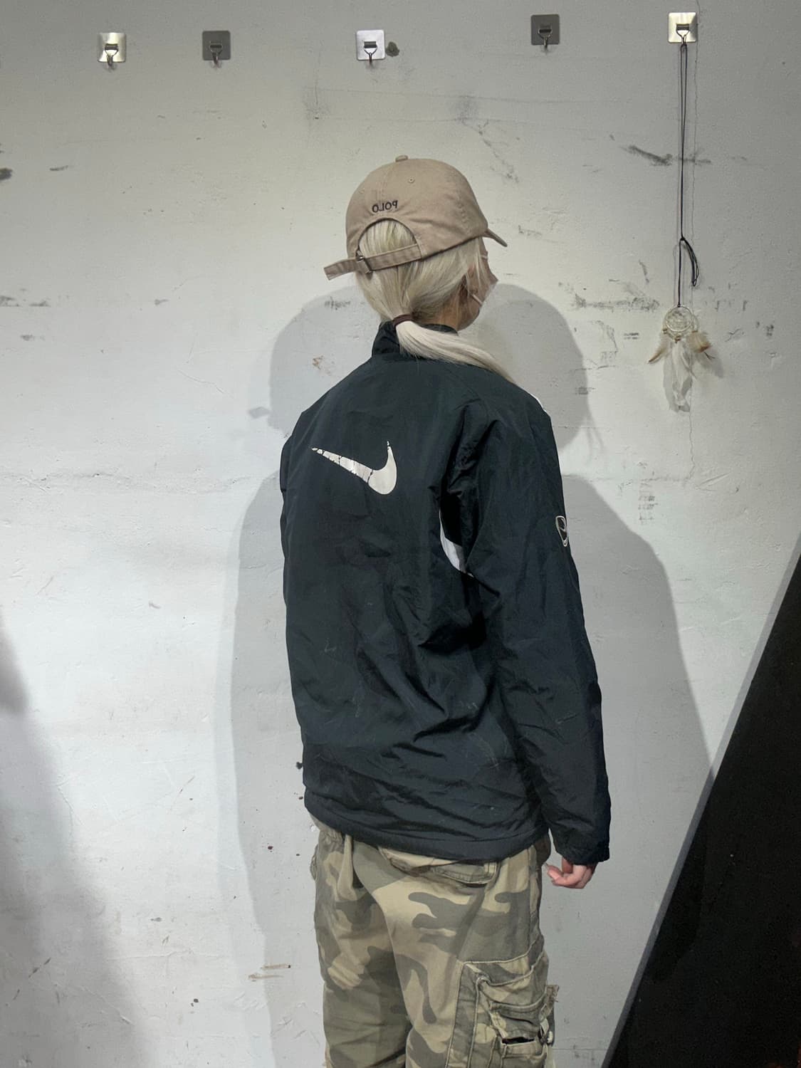 00s 나이키 블랙 빅 로고 올드스쿨 바람막이 자켓 L 상품이미지3