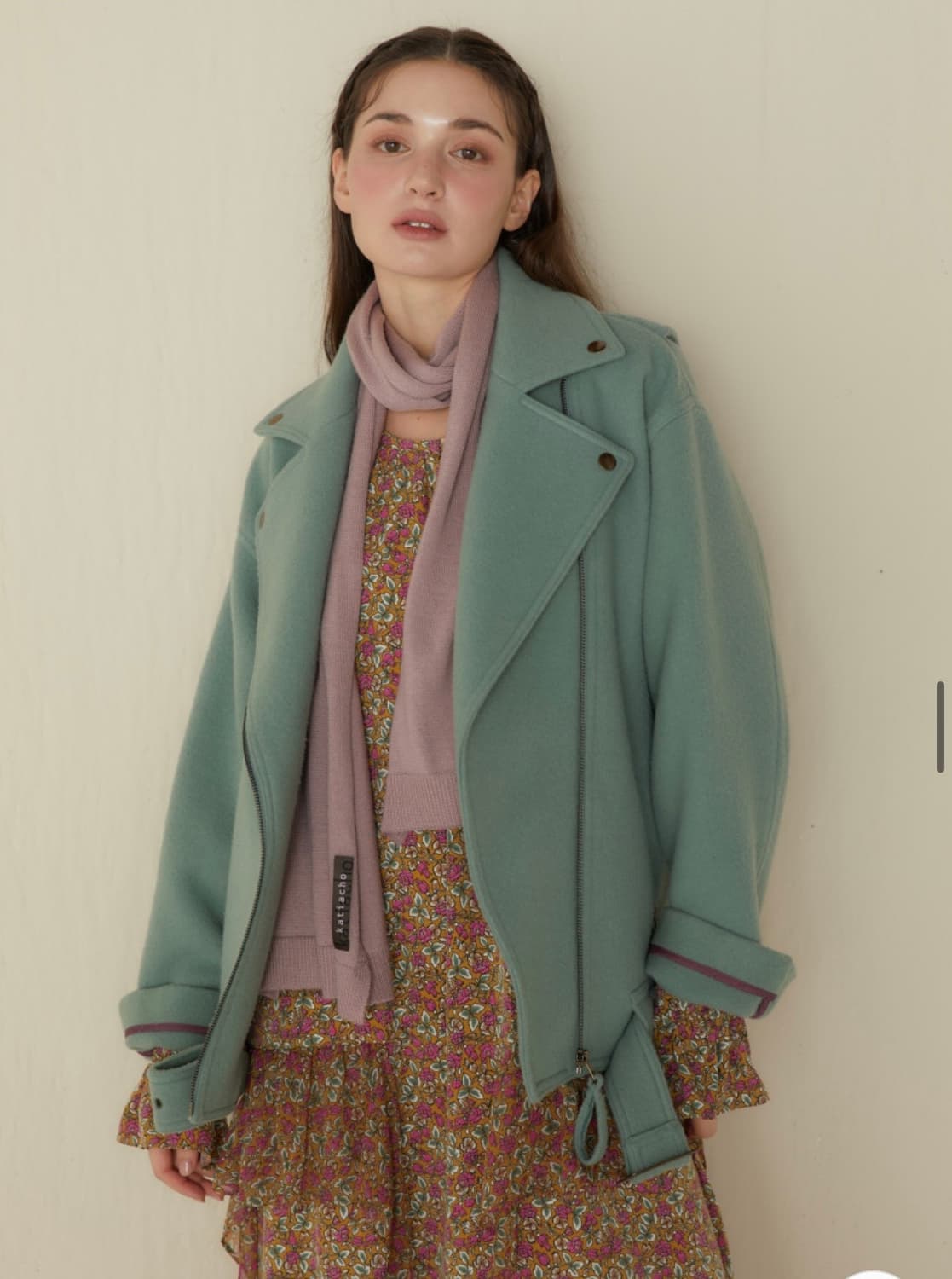 카티아조 블랙 레이블 럭셔리 울 머플러 빈티지핑크 새상품 상품이미지3