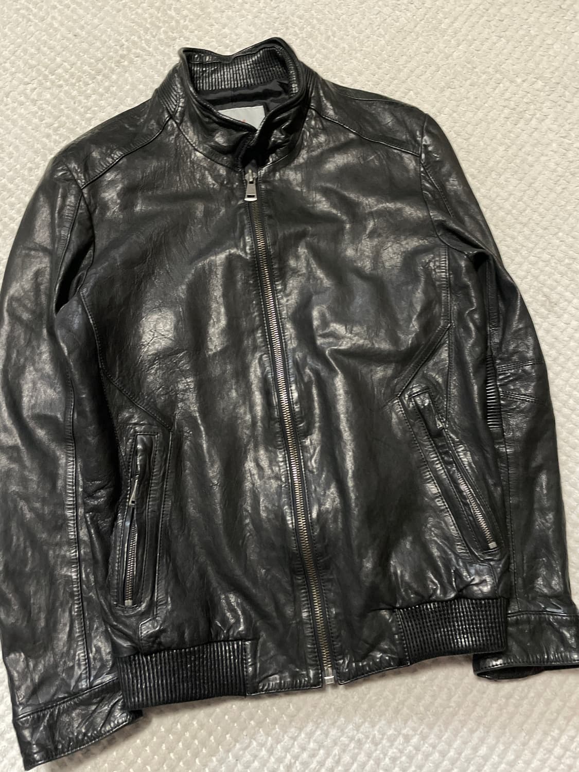 AND Z 웨스턴 무드 램스킨 양가죽 바이커 절개 레더 자켓 상품이미지6