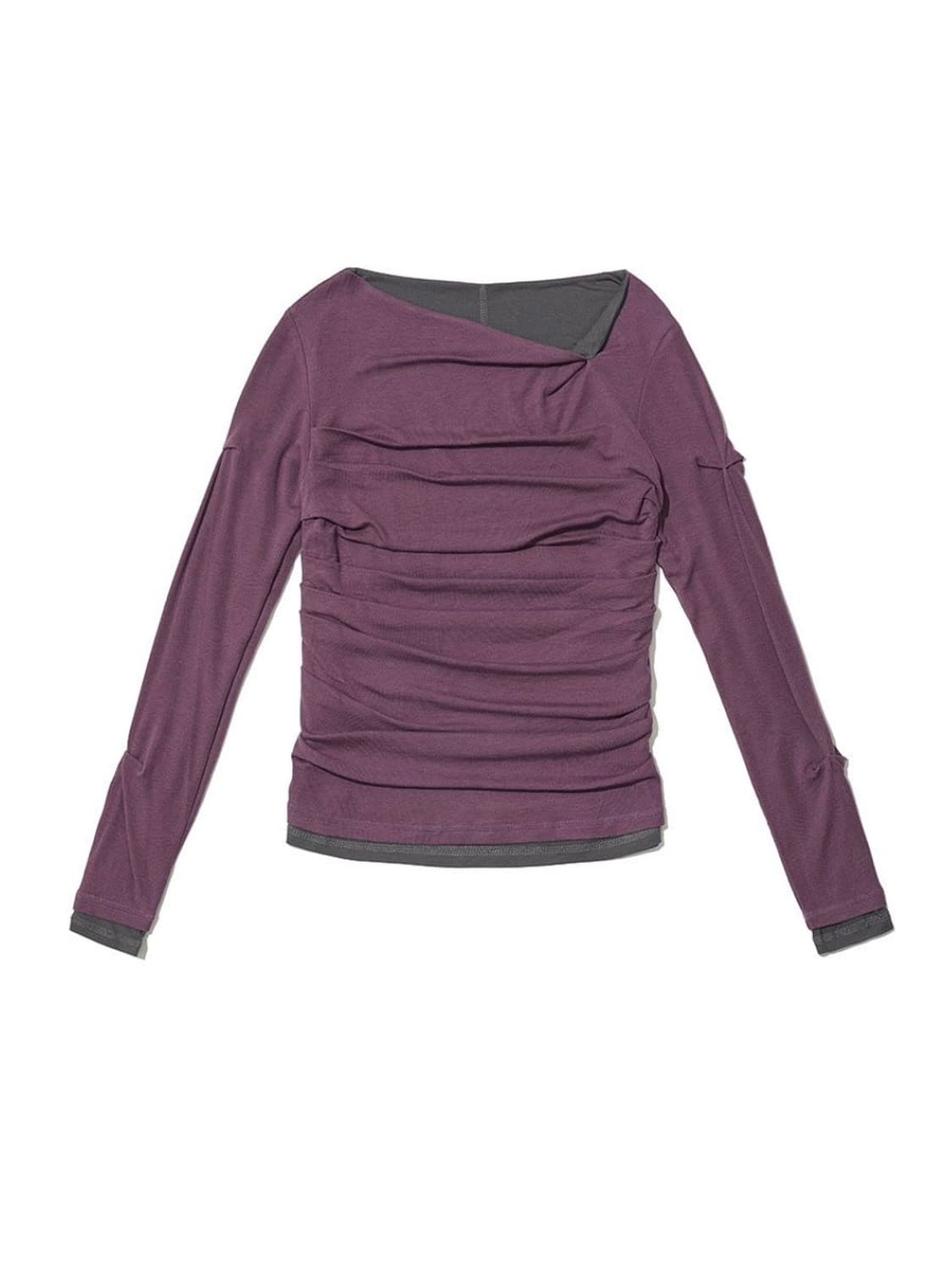 [택포] DOUBLE FACED PINTUCK DRAPE TOP PLUM 상품이미지3