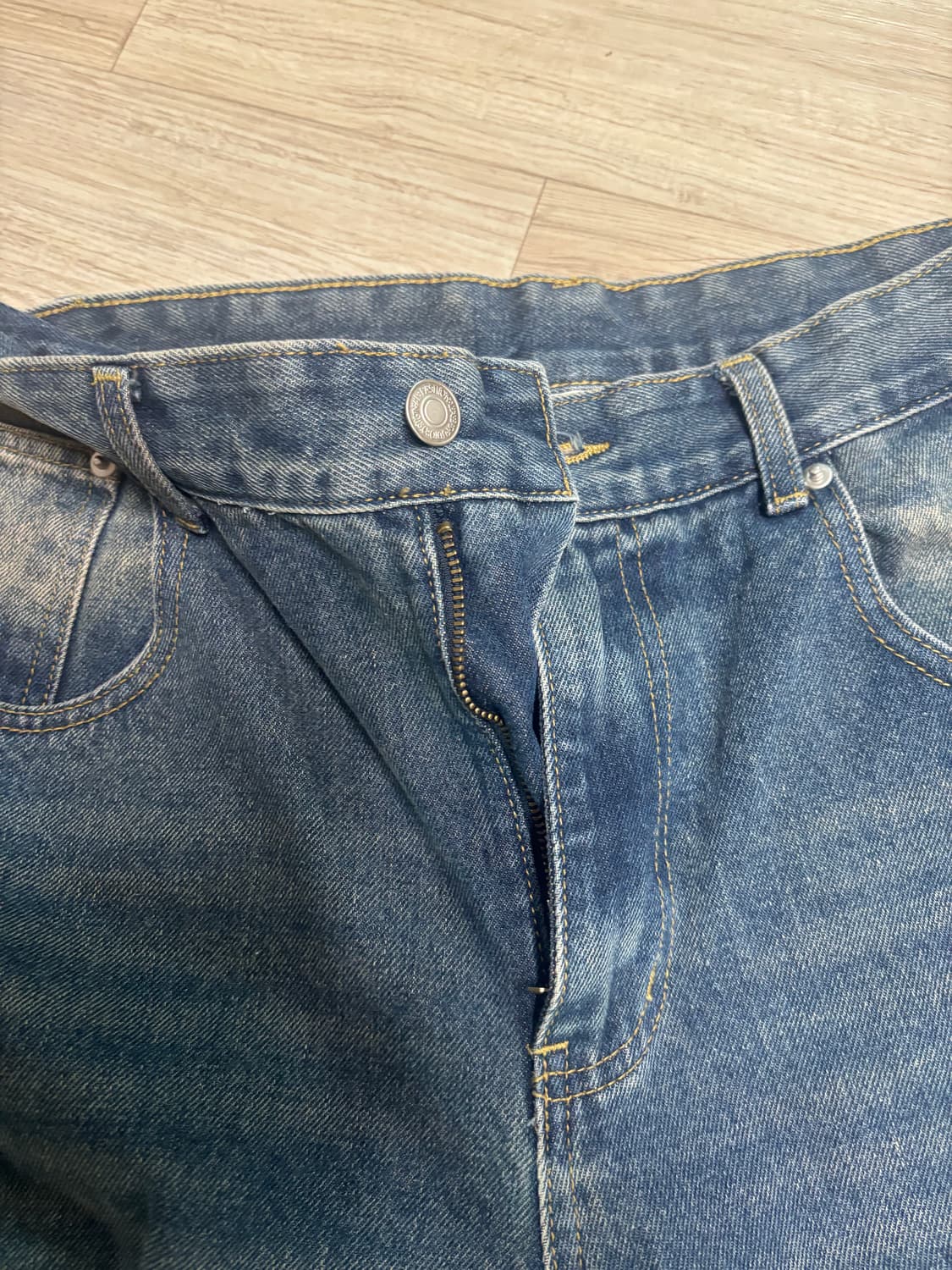 중청 워싱 커브드 팬츠 상품이미지5