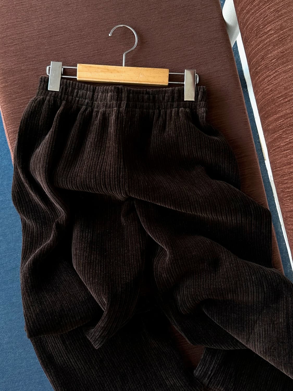 Cord design inner fleece wide warm pants 상품이미지1