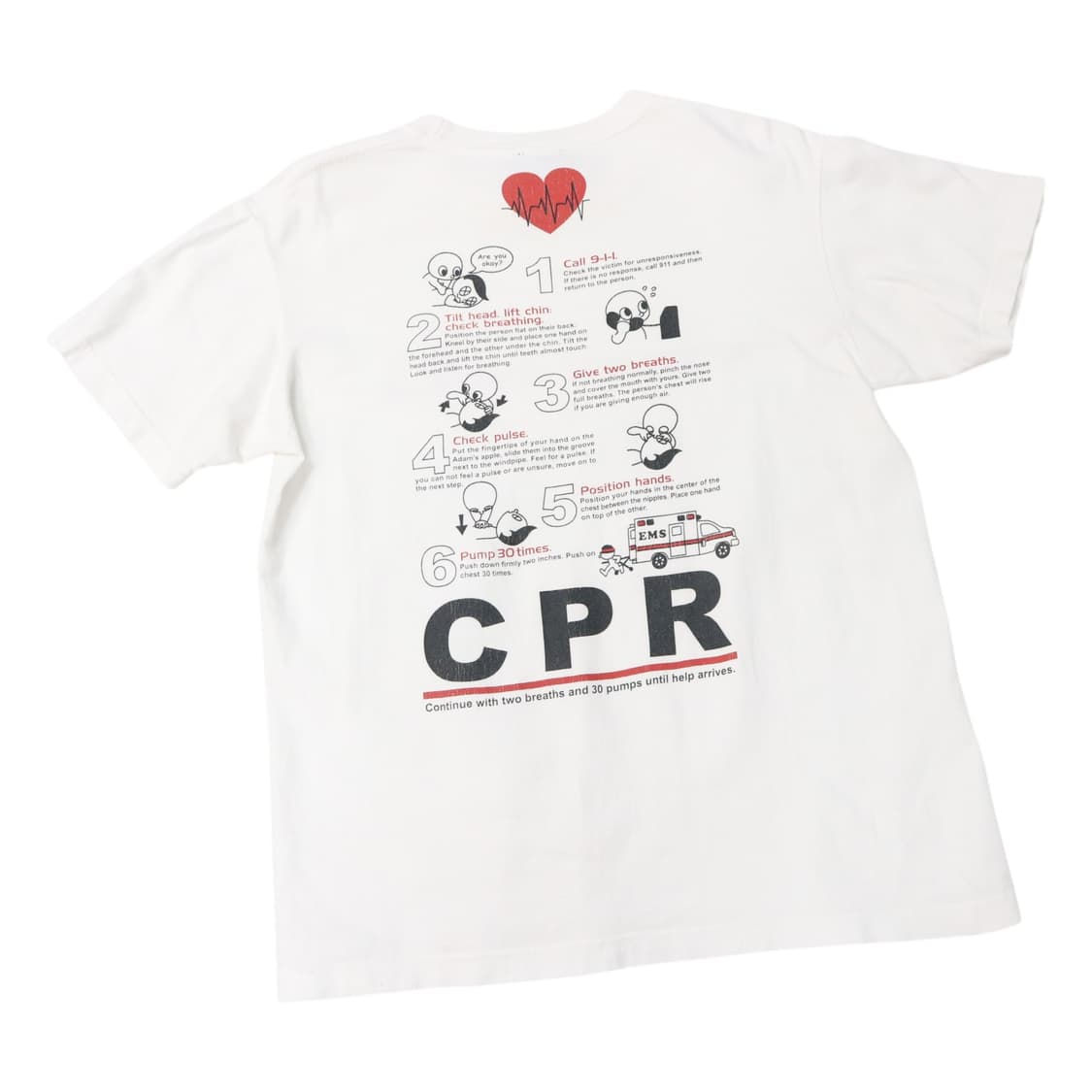  레스큐 스쿼드 EMS CPR 일러스트 화이트 반팔티셔츠 상품이미지1