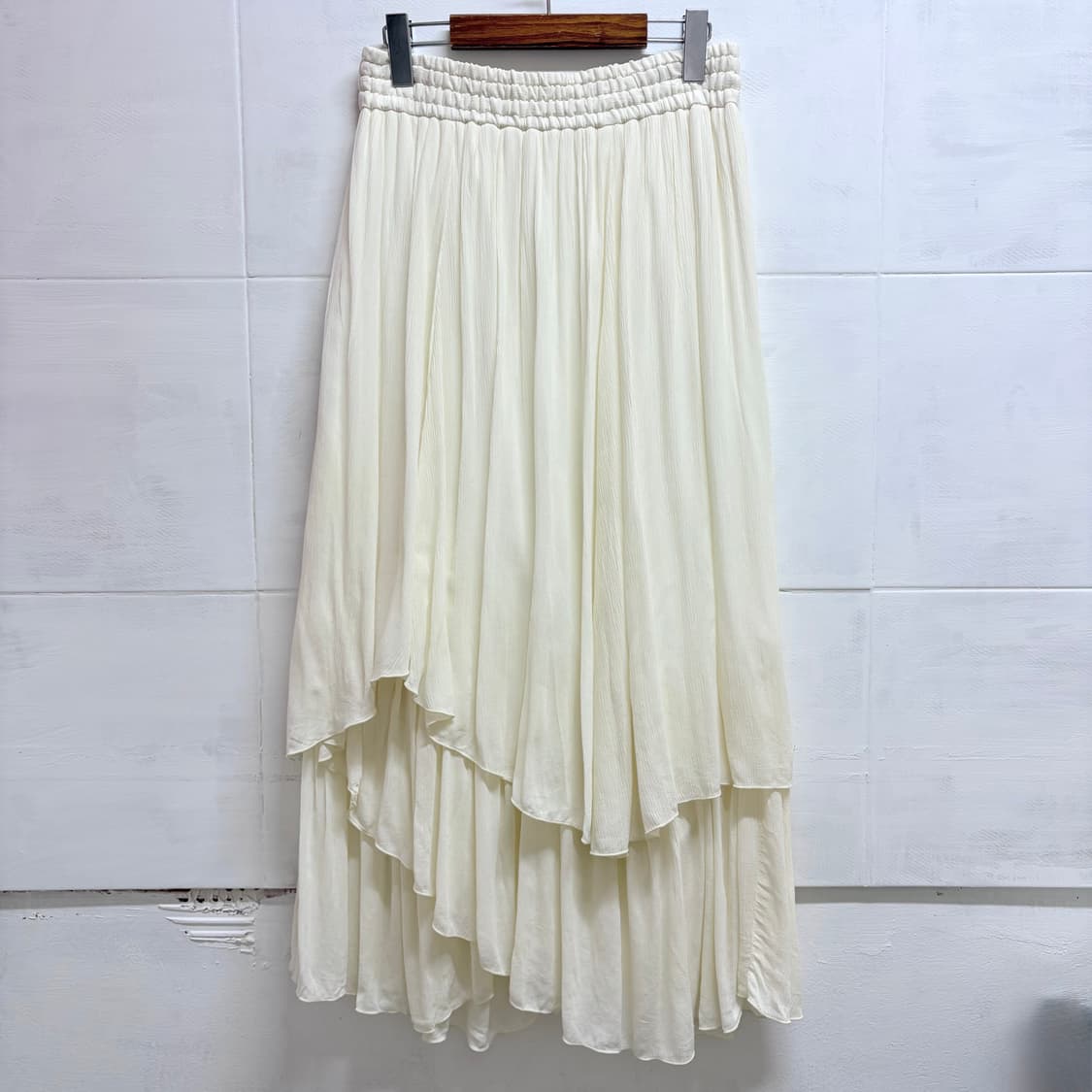 아이보리 크리즈 레이어드 언발 캉캉 롱 스커트 JPN  상품이미지3