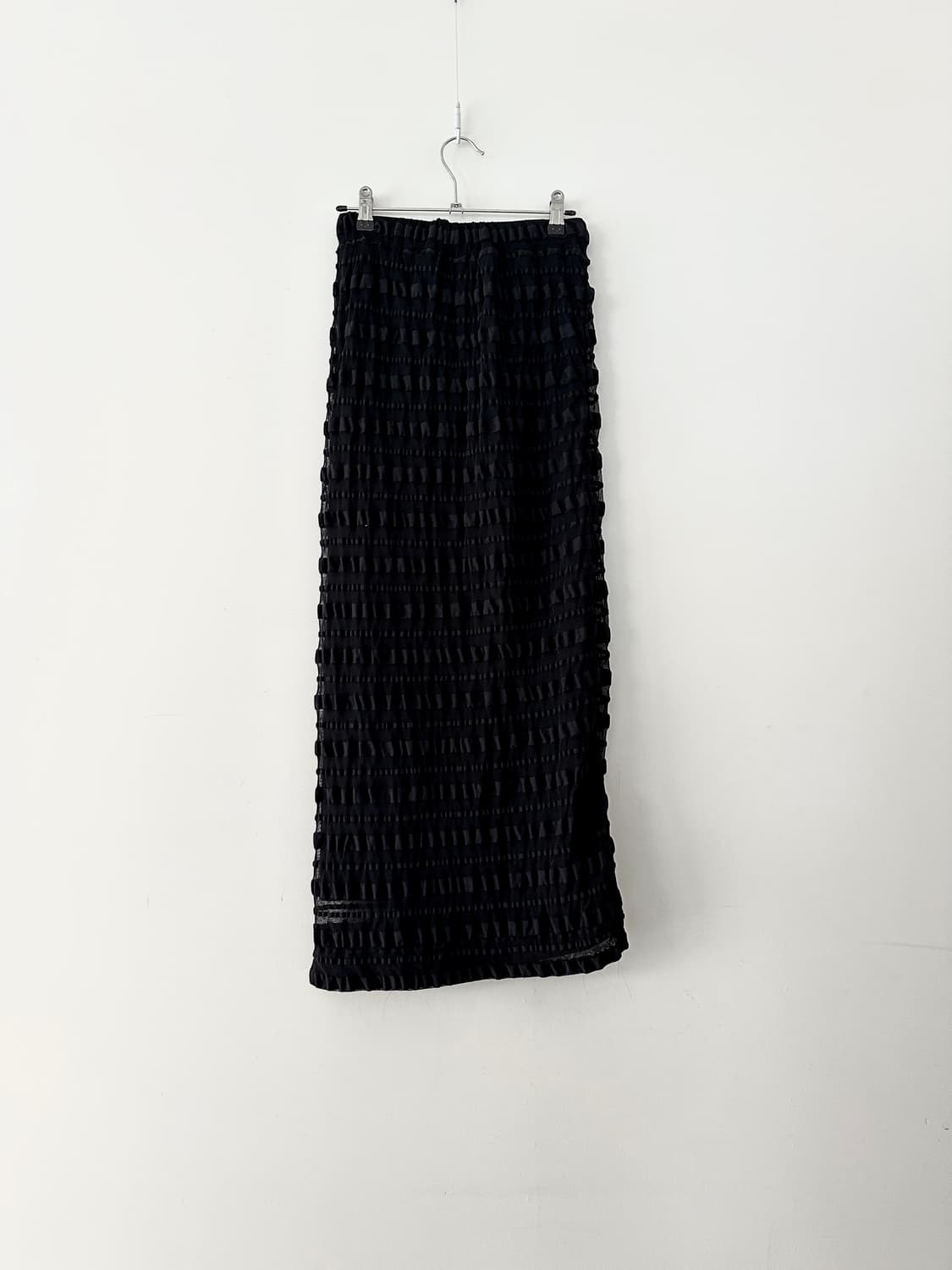 Crinkle shirring long skirt / black 상품이미지4