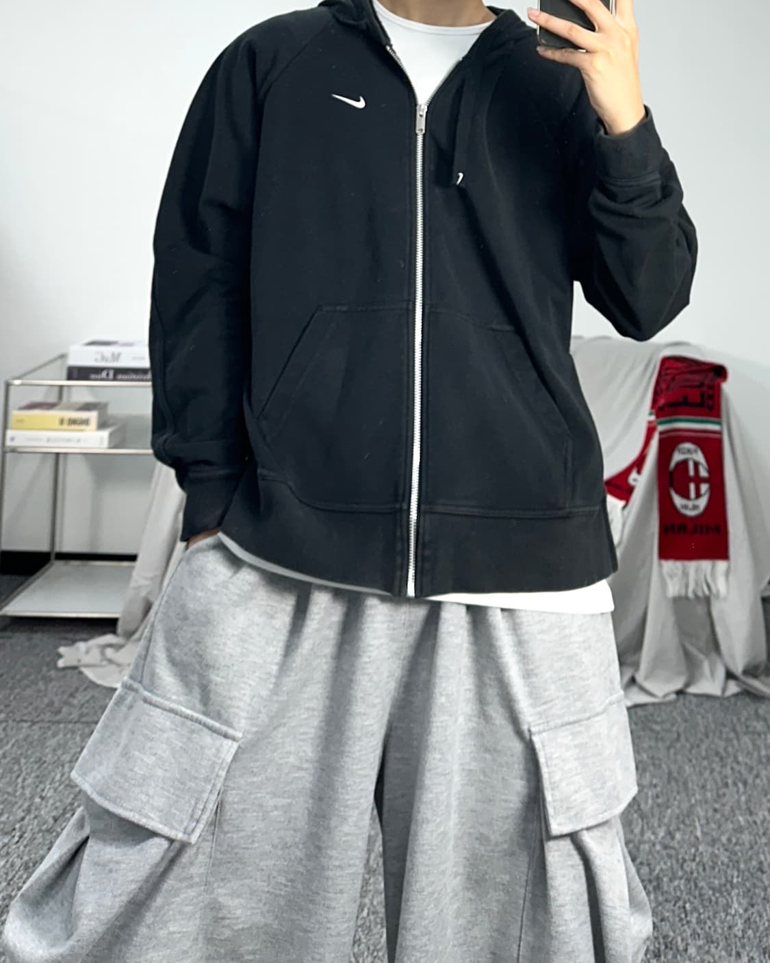 나이키 사이드슬릿 로고 블랙 후드집업 L 상품이미지3