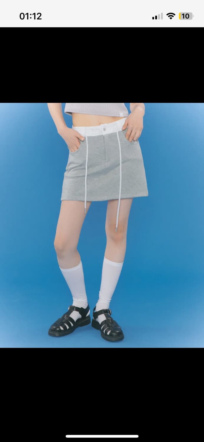 팬시클럽 레터링 스웻 팬츠 스커트_(GRAY) 상품이미지4