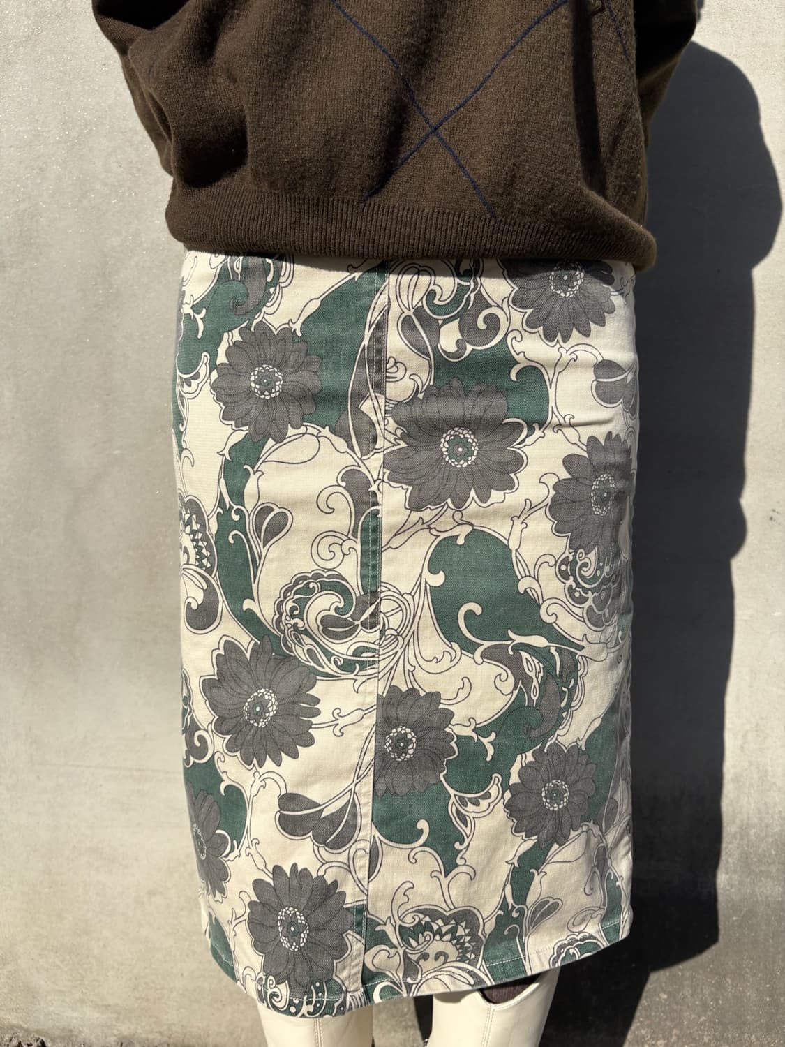 플라워 패턴 미디스커트 상품이미지1