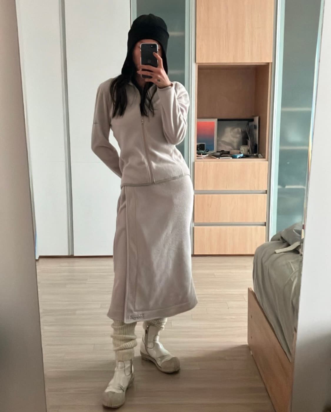 지초이 컴포트 22-006 플리스 랩 스커트 상품이미지1