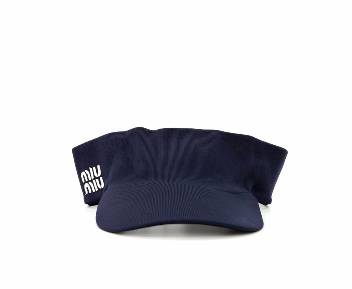 [S] 미우미우 여성 자수 로고 드릴 25ss 선바이저 썬캡 모자 네이비 상품이미지2