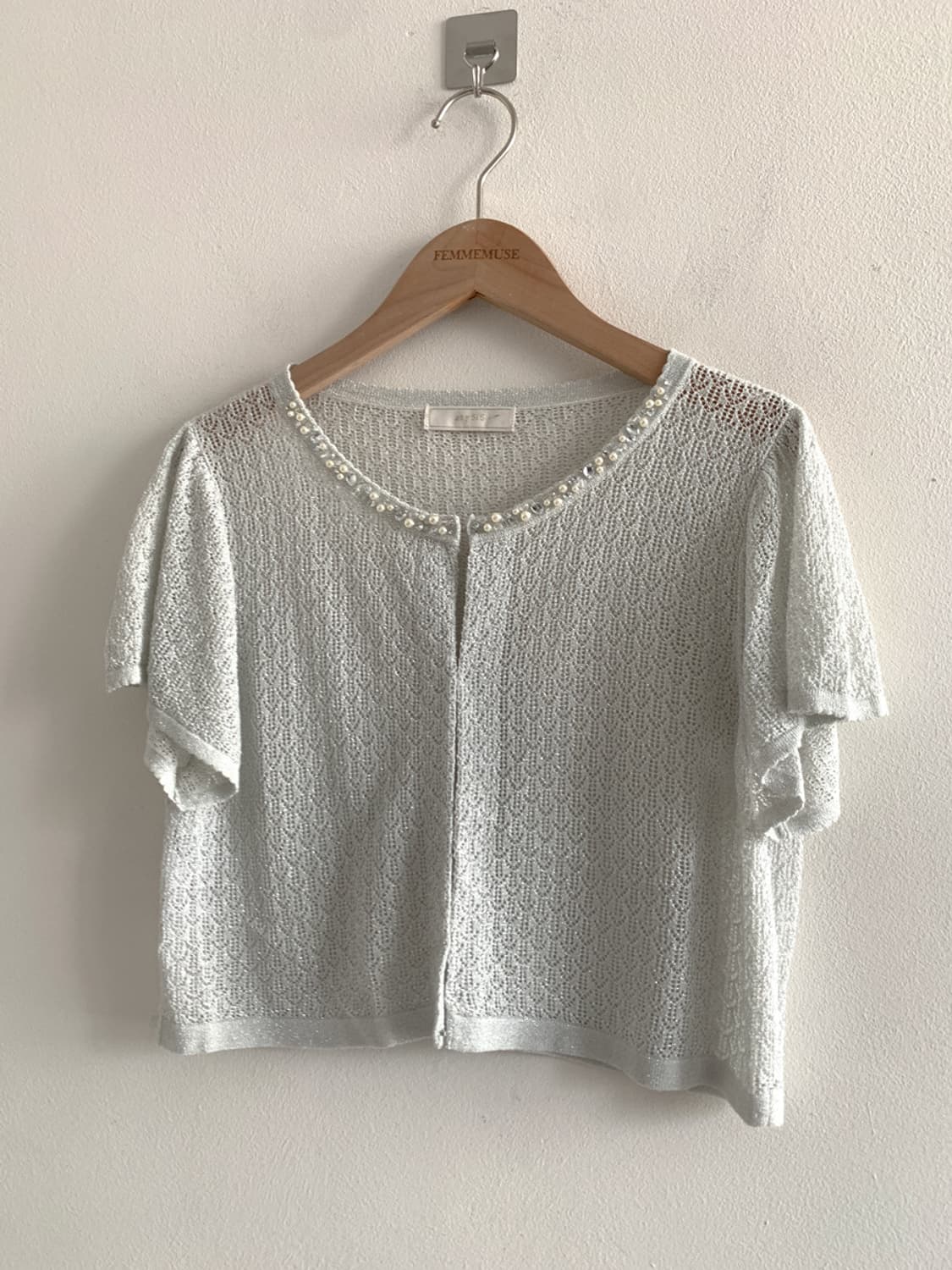 Beads Neck Punching Cardigan 상품이미지2