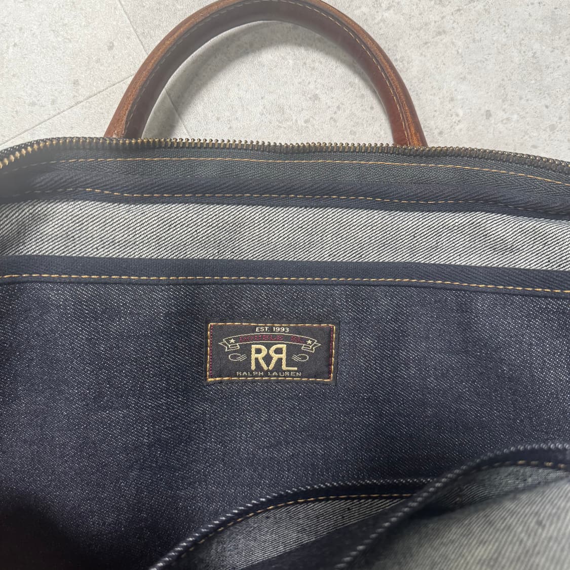 RRL 더블알엘 레더 트림 데님 브리프케이스 상품이미지5