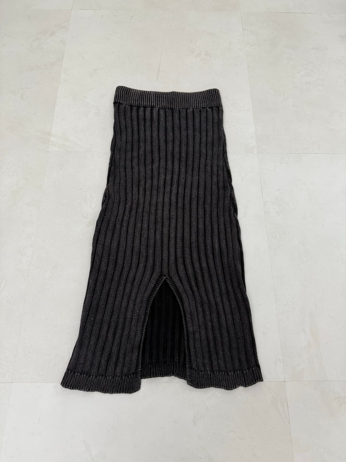 다크그레이 워싱 골지 롱스커트  상품이미지7