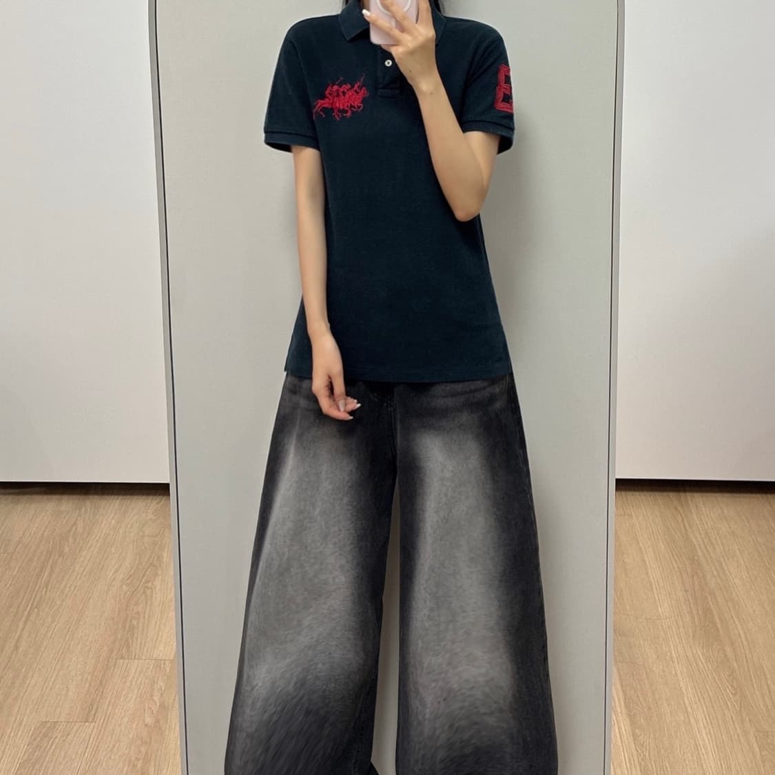 폴로 랄프로렌 레드 빅포니 블랙 카라 반팔 티셔츠 상품이미지1