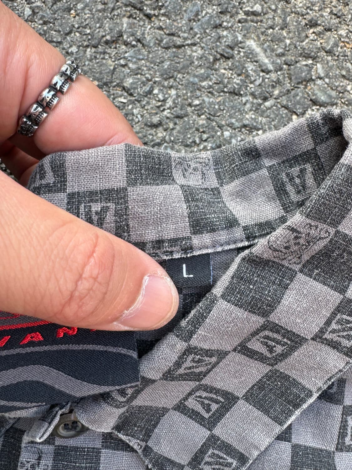 반스 스컬 체커보드 반팔 셔츠  상품이미지6