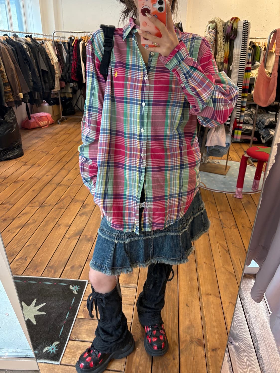 폴로 솜사탕 체크 셔츠 상품이미지1